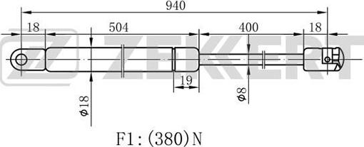 Zekkert GF-1123 - Газовая пружина, капот autospares.lv