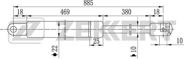 Zekkert GF-1122 - Газовая пружина, капот autospares.lv