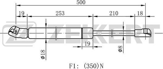 Zekkert GF-1178 - Газовая пружина, капот autospares.lv