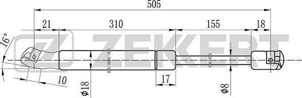 Zekkert GF-1803 - Газовая пружина, упор autospares.lv