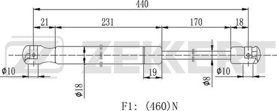 Zekkert GF-1756 - Газовая пружина, упор autospares.lv