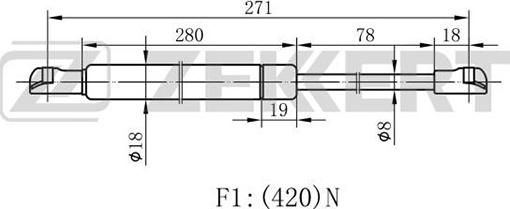 Zekkert GF-1710 - Газовая пружина, упор autospares.lv