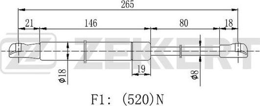 Zekkert GF-1780 - Газовая пружина, упор autospares.lv