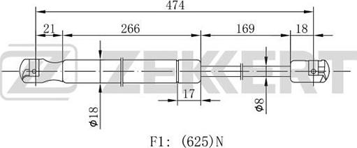 Zekkert GF-1782 - Газовая пружина, упор autospares.lv