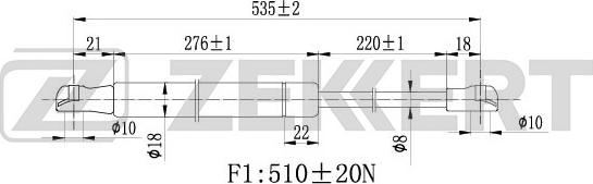 Zekkert GF-1722 - Газовая пружина, упор autospares.lv