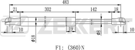 Zekkert GF-2461 - Газовая пружина, упор autospares.lv