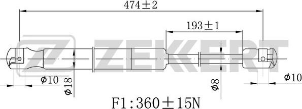 Zekkert GF-2474 - Газовая пружина, упор autospares.lv