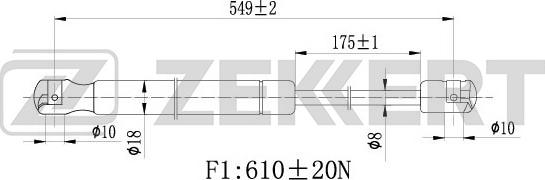 Zekkert GF-2096 - Газовая пружина, упор autospares.lv