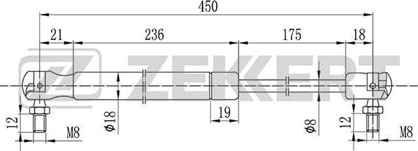 Zekkert GF-2098 - Газовая пружина, упор autospares.lv