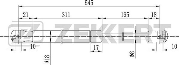 Zekkert GF-2029 - Газовая пружина, упор autospares.lv