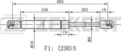 Zekkert GF-2028 - Газовая пружина, капот autospares.lv