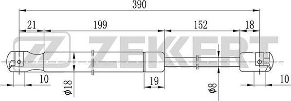 Zekkert GF-2075 - Газовая пружина, капот autospares.lv