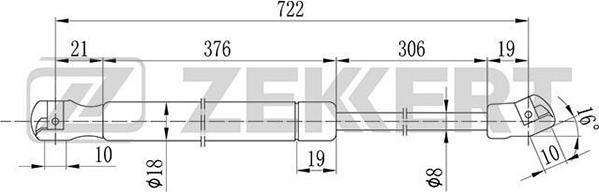 Zekkert GF-2078 - Газовая пружина, капот autospares.lv