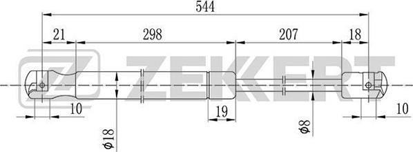 Zekkert GF-2077 - Газовая пружина, упор autospares.lv
