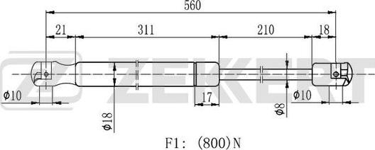 Zekkert GF-2191 - Газовая пружина, упор autospares.lv