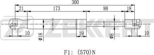 Zekkert GF-2147 - Газовая пружина, упор autospares.lv