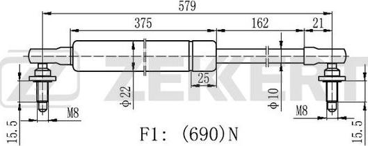 Zekkert GF-2159 - Газовая пружина, упор autospares.lv