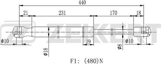 Zekkert GF-2155 - Газовая пружина, упор autospares.lv