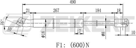 Zekkert GF-2151 - Газовая пружина, упор autospares.lv