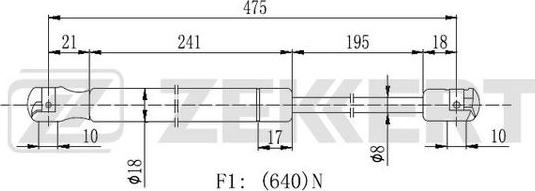 Zekkert GF-2152 - Газовая пружина, упор autospares.lv