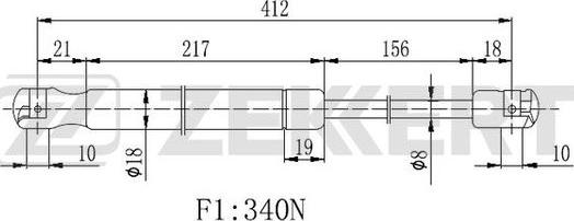 Zekkert GF-2157 - Газовая пружина, упор autospares.lv