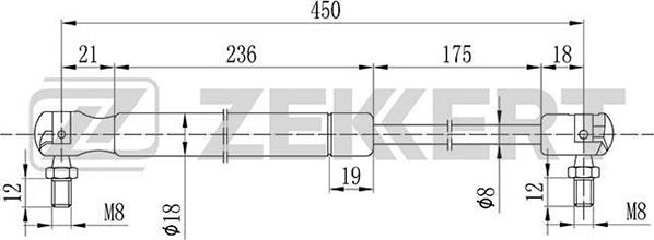 Zekkert GF-2100 - Газовая пружина, упор autospares.lv