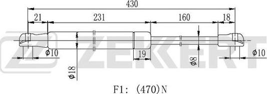 Zekkert GF-2118 - Газовая пружина, упор autospares.lv