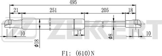 Zekkert GF-2117 - Газовая пружина, упор autospares.lv