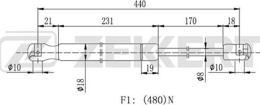 Zekkert GF-2189 - Газовая пружина, упор autospares.lv