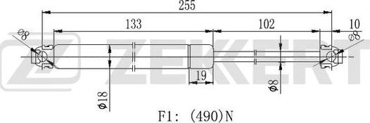 Zekkert GF-2183 - Газовая пружина, упор autospares.lv