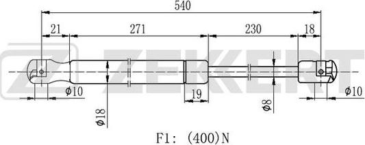 Zekkert GF-2187 - Газовая пружина, упор autospares.lv