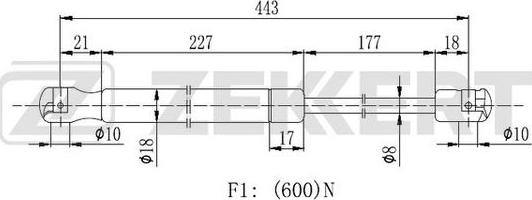 Zekkert GF-2134 - Газовая пружина, упор autospares.lv