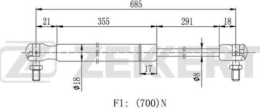 Zekkert GF-2133 - Газовая пружина, упор autospares.lv