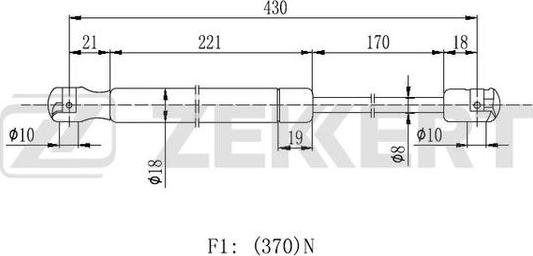 Zekkert GF-2129 - Газовая пружина, упор autospares.lv