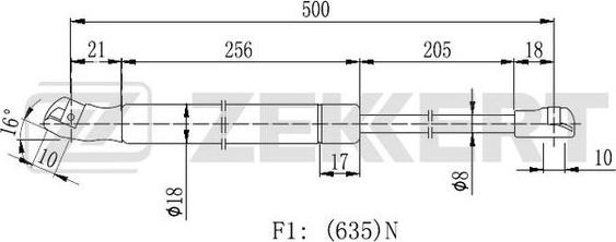 Zekkert GF-2174 - Газовая пружина, упор autospares.lv