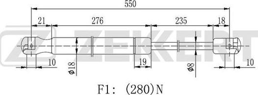 Zekkert GF-2342 - Газовая пружина, упор autospares.lv