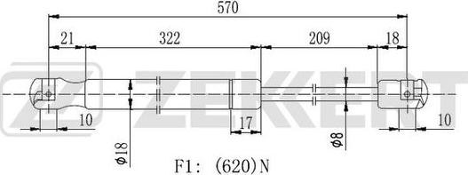 Zekkert GF-2350 - Газовая пружина, упор autospares.lv