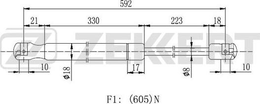 Zekkert GF-2380 - Газовая пружина, упор autospares.lv