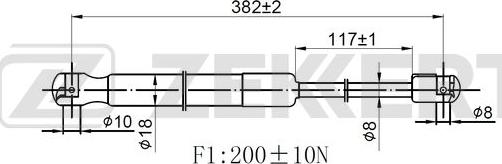 Zekkert GF-2320 - Газовая пружина, заднее стекло autospares.lv