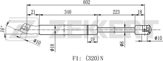 Zekkert GF-2378 - Газовая пружина, упор autospares.lv