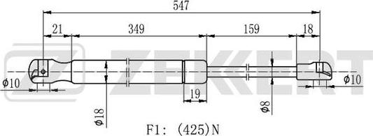 Zekkert GF-2296 - Газовая пружина, упор autospares.lv