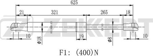 Zekkert GF-2208 - Газовая пружина, упор autospares.lv