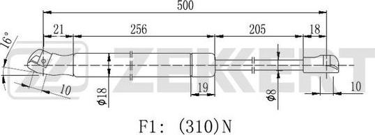 Zekkert GF-2215 - Газовая пружина, капот autospares.lv