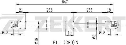 Zekkert GF-2218 - Газовая пружина, упор autospares.lv