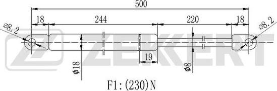 Zekkert GF-2238 - Газовая пружина, капот autospares.lv