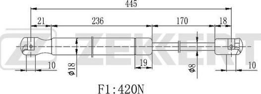 Zekkert GF-2233 - Газовая пружина, упор autospares.lv