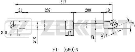 Zekkert GF-2272 - Газовая пружина, упор autospares.lv