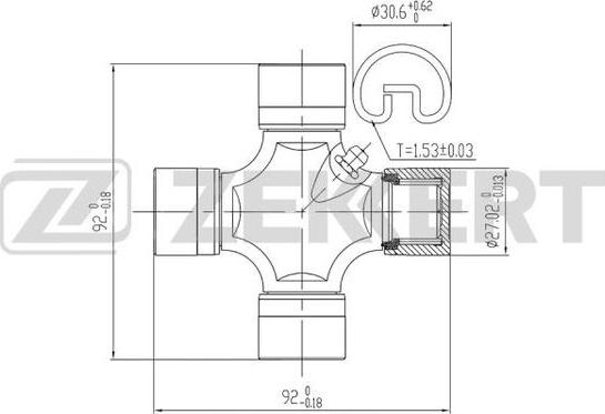 Zekkert KG-1053 - Шарнир, продольный вал autospares.lv