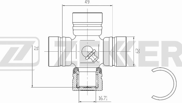 Zekkert KG-1002 - Шарнир, продольный вал autospares.lv