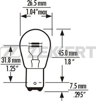 Zekkert LP-1089 - Лампа накаливания, фонарь сигнала тормоза / задний габаритный autospares.lv